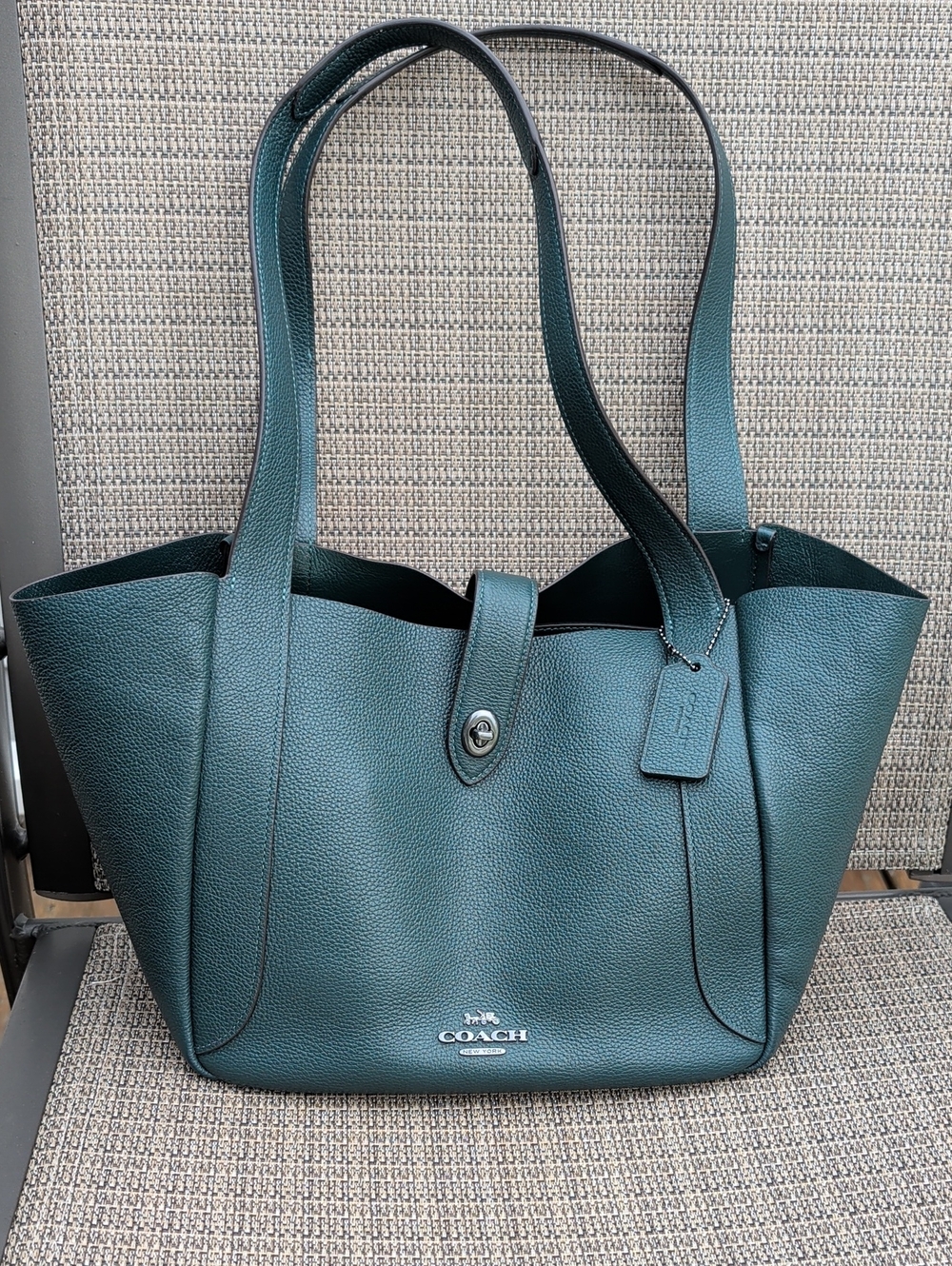 Coach Hadley Turnlock Hunter Green Leather Tote (CAL17) EUC